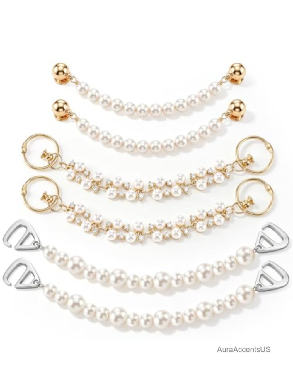 Pearl Shoe Charms Chains Set 6 Pcs Clog Slipper Decor DIY Accessories